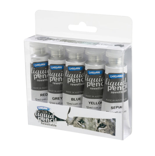 DERIVAN LIQUID PENCIL SET 5 x 12ml - Rewettable Default Title