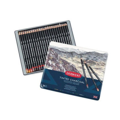 Derwent Tinted Charcoal Pencil tin 24 image 1