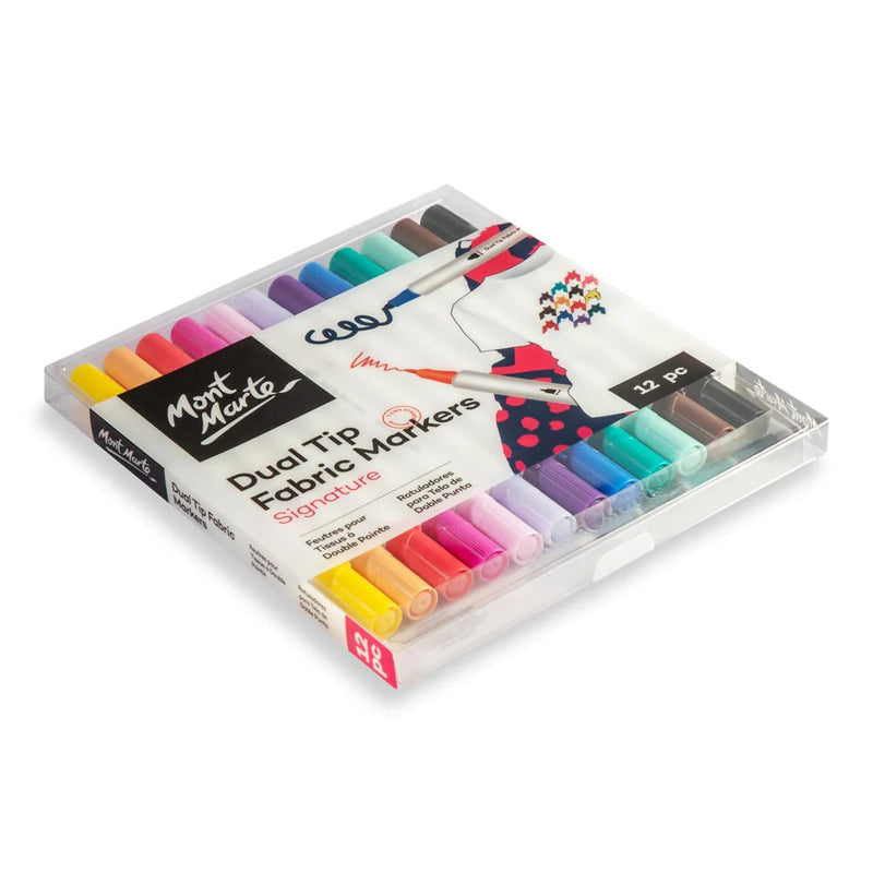 Mont Marte Dual Tip Fabric Markers 12pc