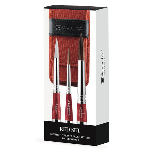 Escoda Travel Brush Synthetic Set of 3 - Red Default Title