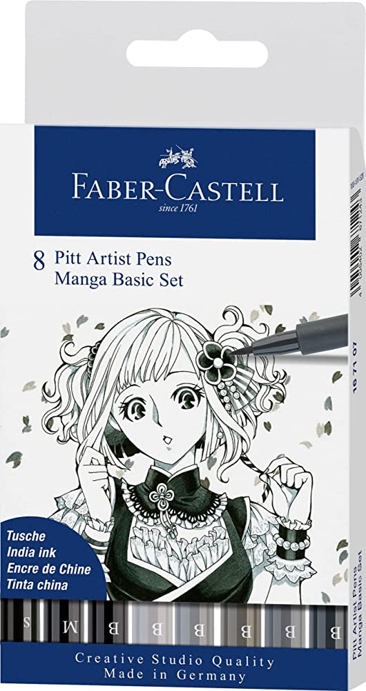 FC Pitt Artist Pen MANGA Set 8 shades of grey and black image 1