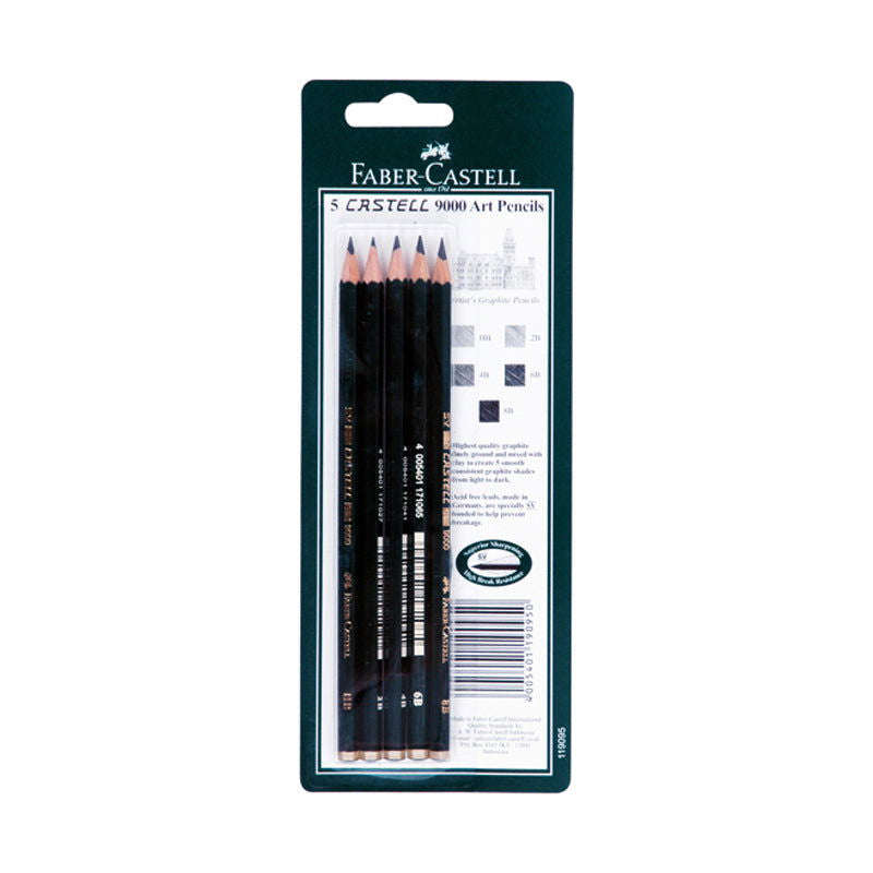 Faber-Castell 9000 Card of 5 - 8B to HB image 1