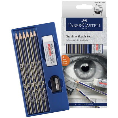 Faber-Castell Graphite Sketch Set Pencils Sharpener Eraser Default Title
