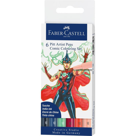 Faber-Castell PITT Artist Pens Comic Colouring Set of 6 Default Title