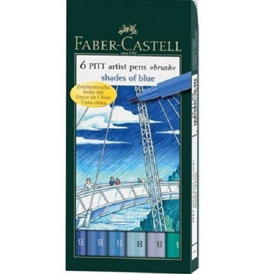 Faber-Castell Pitt Artist Brush Pen set of 6 - Shades of Blue image 1