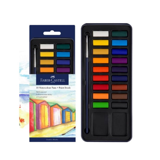 Faber-Castell Studio Watercolour Paint Pans - Tin of 18 Default Title