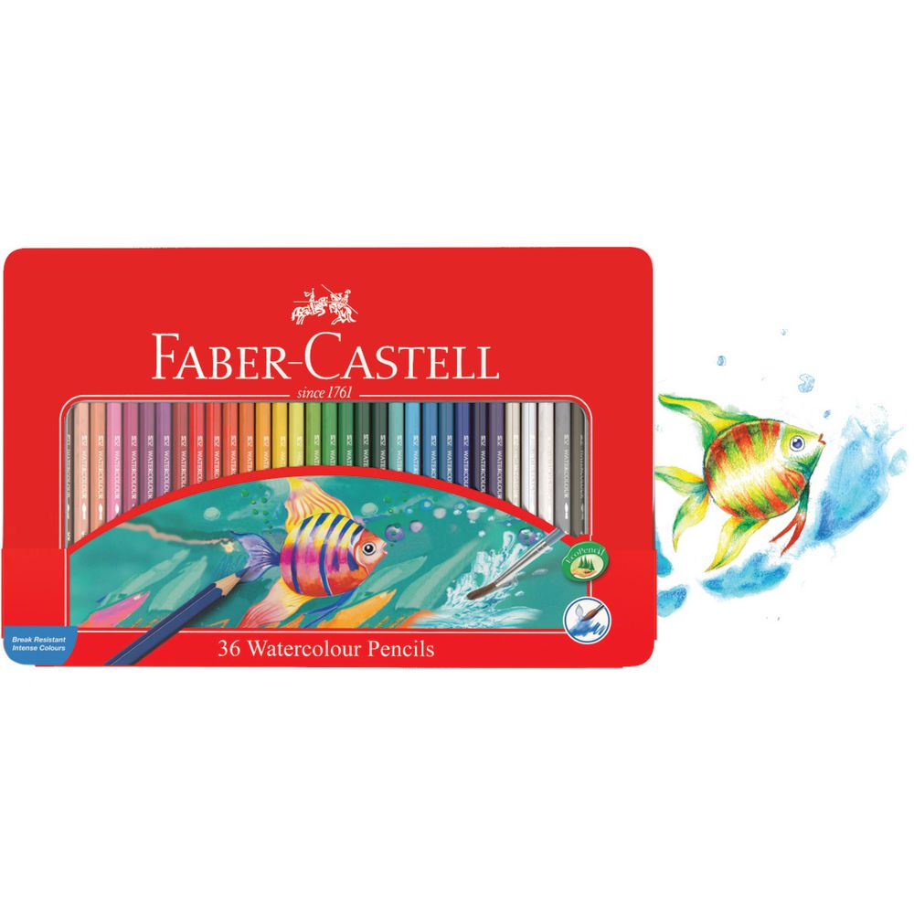 Faber-Castell Watercolour Pencils Assorted Tin of 36 image 1