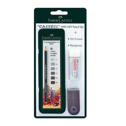 Faber-Castell 9000 Tin of 6 + Sharpener + Eraser Default Title