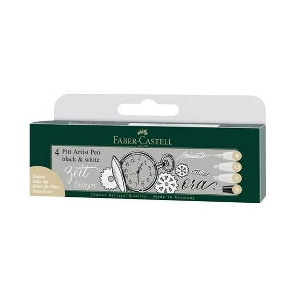 Faber-Castell Pitt Artist Pen Black + White Pack of 4 Default Title