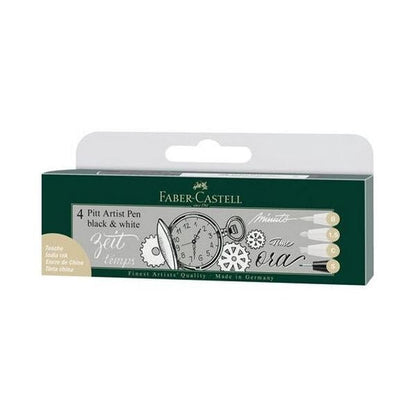 Faber-Castell Pitt Artist Pen Black + White Pack of 4 Default Title
