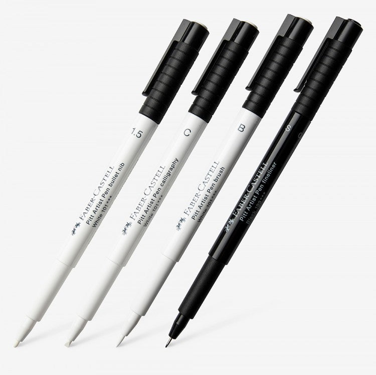 Faber-Castell Pitt Artist Pen Black + White Pack of 4