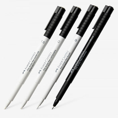 Faber-Castell Pitt Artist Pen Black + White Pack of 4
