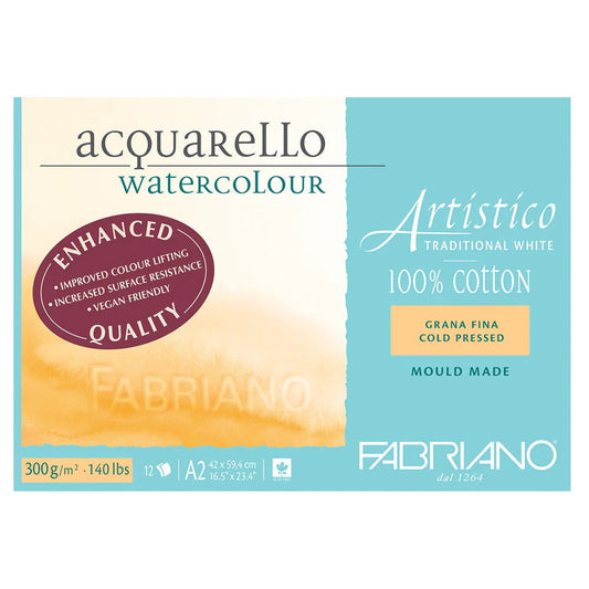 Fabriano Artistico Enhanced W/C Pad 300g Cold Press A2 Traditional White