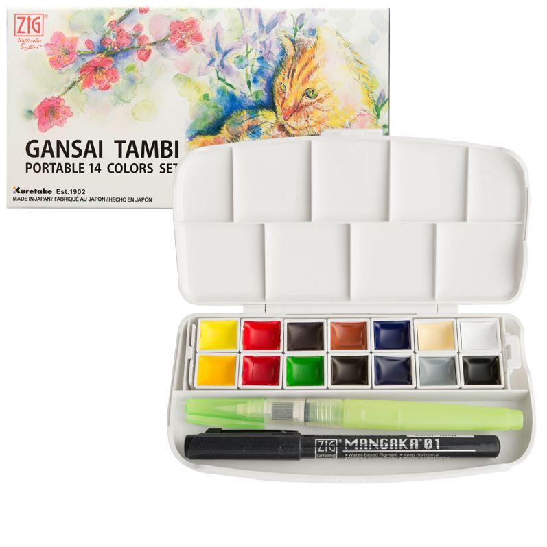 Kuretake Gansai Tambi 14 Portable Colours