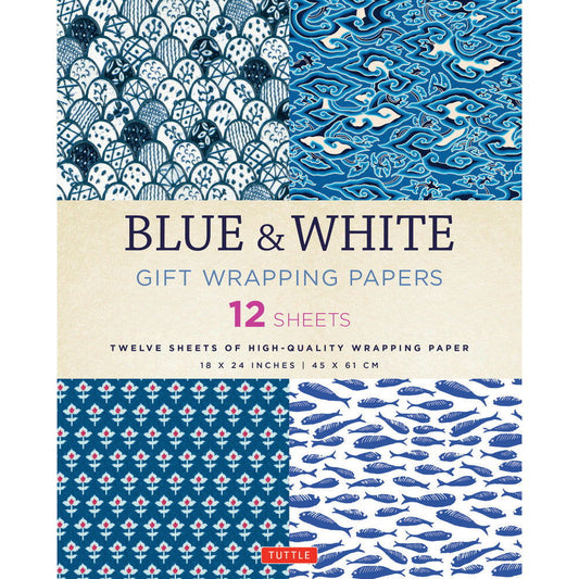 Gift Wrapping Paper 12 sheets - Blue and White Default Title