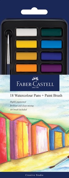 Faber-Castell Studio Watercolour Paint Pans - Tin of 18