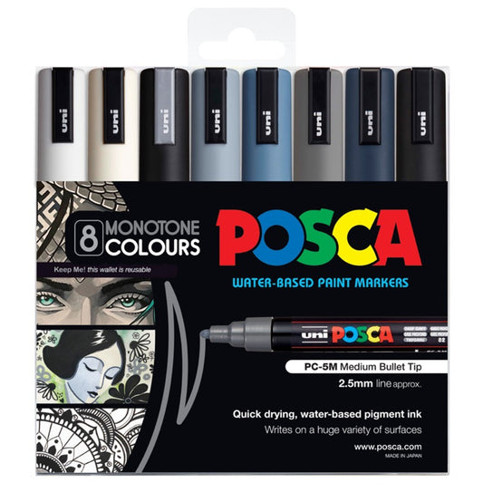 Posca 5M Medium Monotone Colours Pack of 8 Default Title