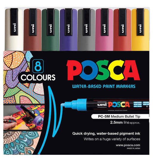 Posca 5M Medium Dark Colours Pack of 8 Default Title