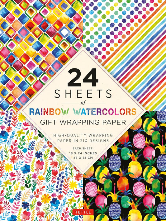 Gift Wrapping Paper 24 sheets - Rainbow Watercolours Default Title