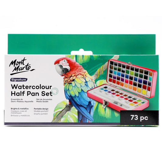 Mont Marte Watercolour Half Pan Set 73pc in Tin Default Title
