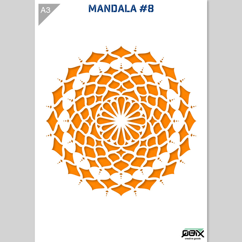 QBIX Stencil 1 Layer - Plastic - Mandala 8
