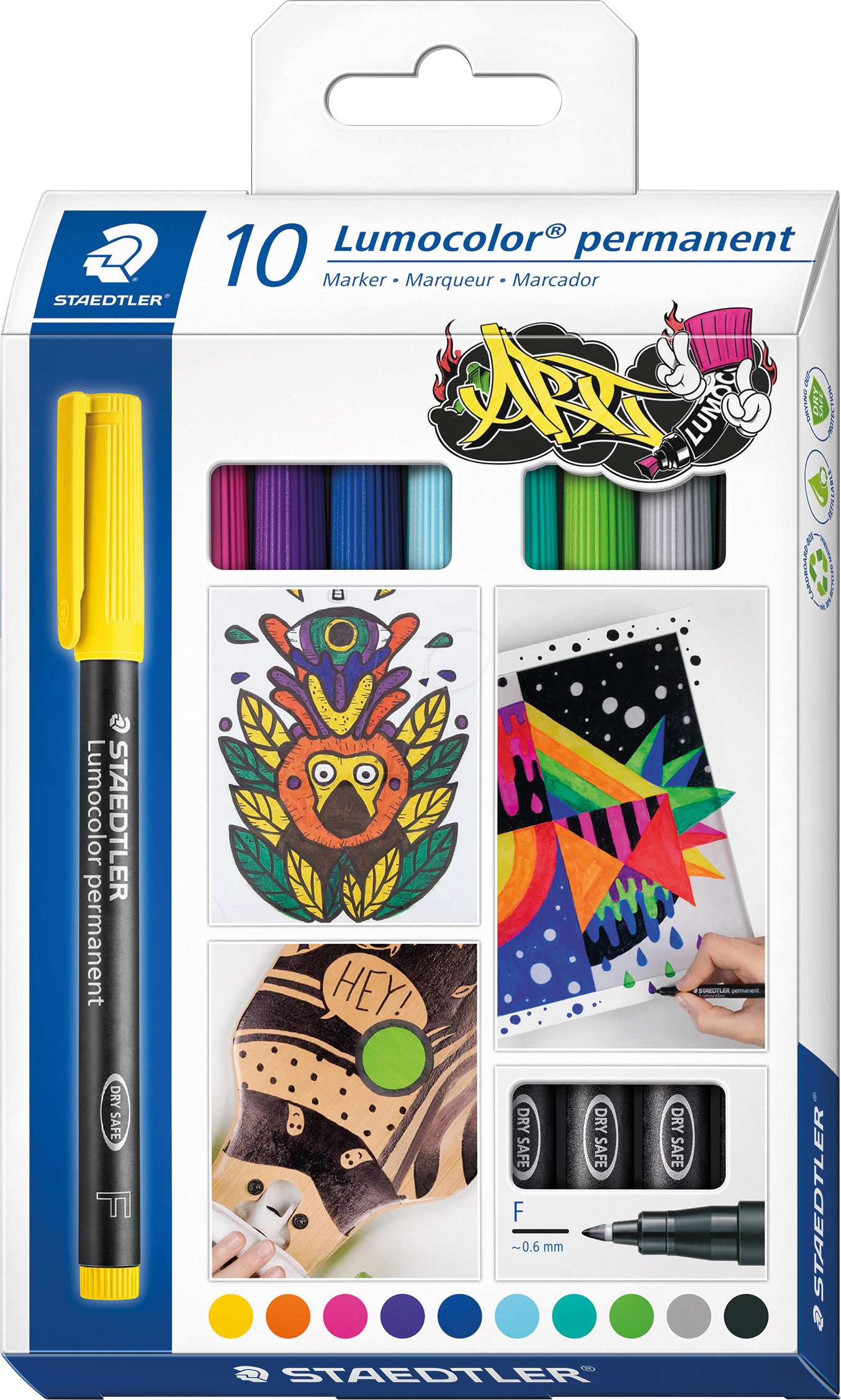 Staedtler Lumo Permanent Pen F - 10 pce Assort. Colours image 1