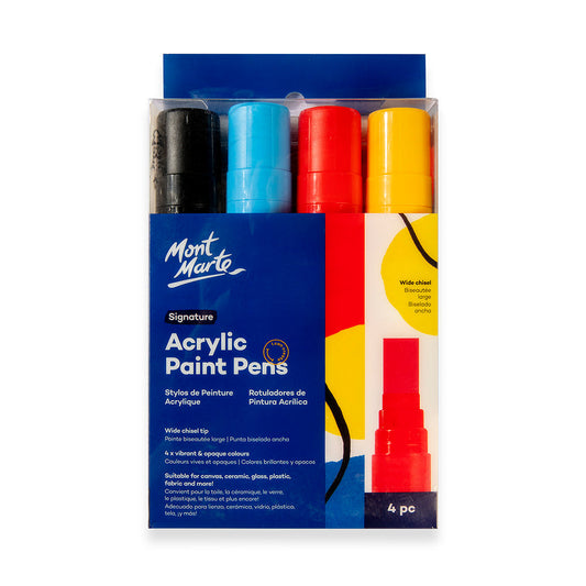 Mont Marte Acrylic Paint Pens Wide Chisel Tip 4pce Default Title