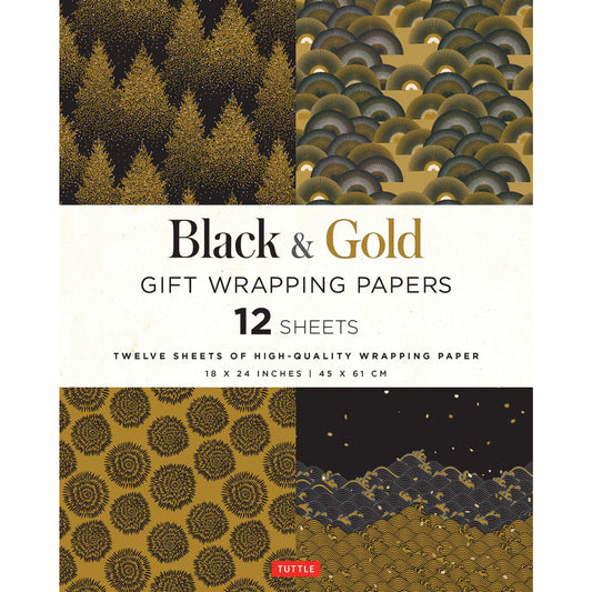 Gift Wrapping Paper 12 sheets - Black and Gold Default Title
