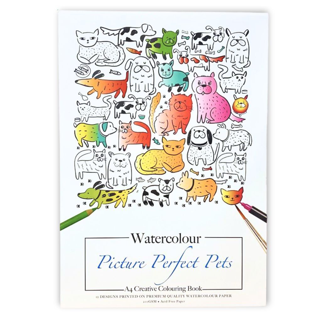 Jasart A4 Colouring Watercolour Book - Animals image 1