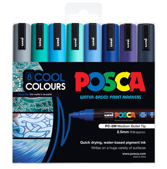 Posca 5M Medium Cool Colours Pack of 8 Default Title