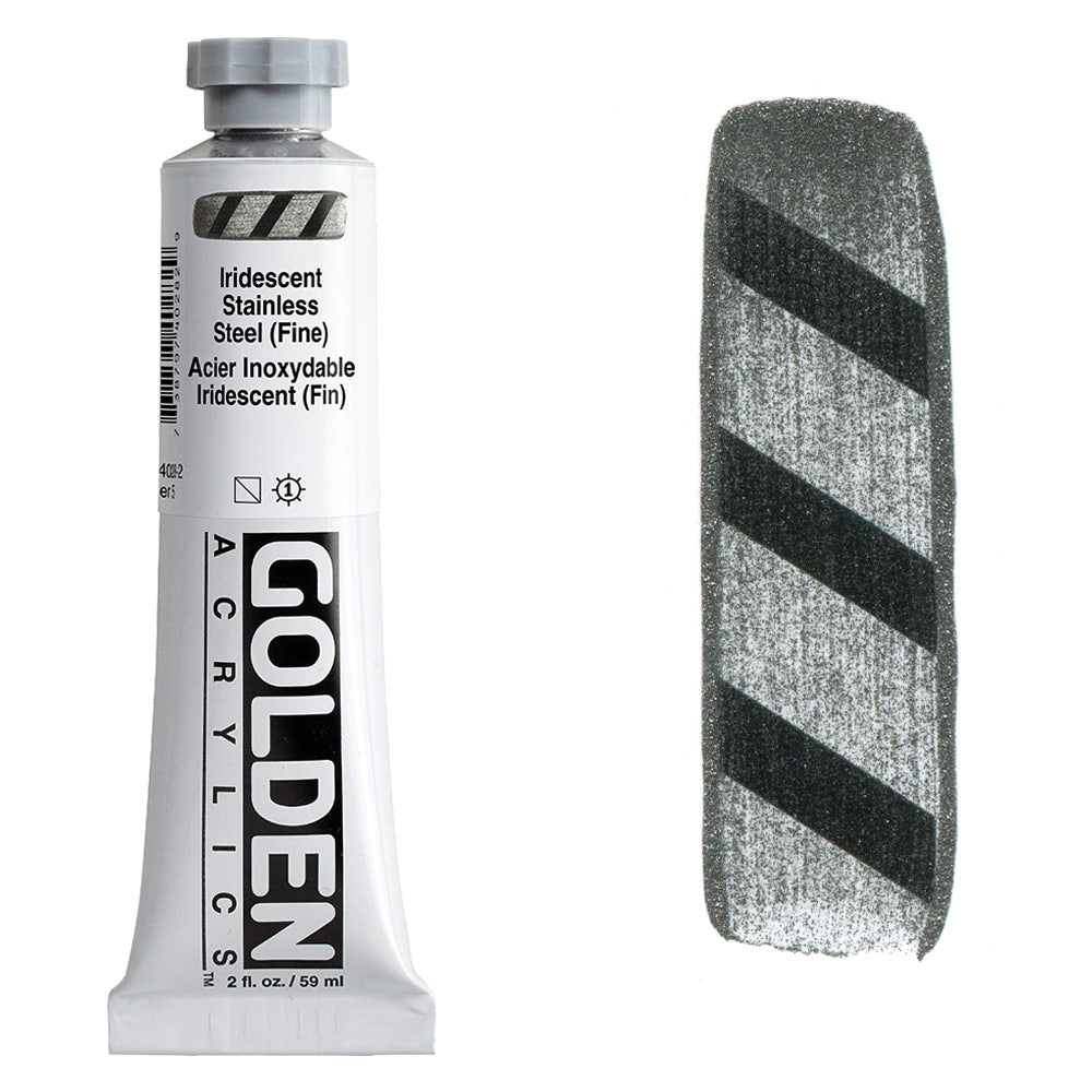 GOLDEN Heavy Body Acrylic 59ml S5 Iridescent Stainless Steel Fine