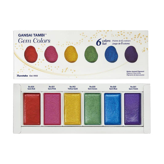 Kuretake Gansai Tambi Watercolours - 6 x Gem Colours Default Title