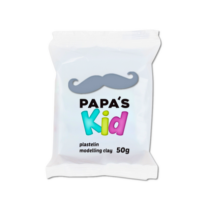 Papas Kid Plasticine Modelling Clay 50gm Light Grey