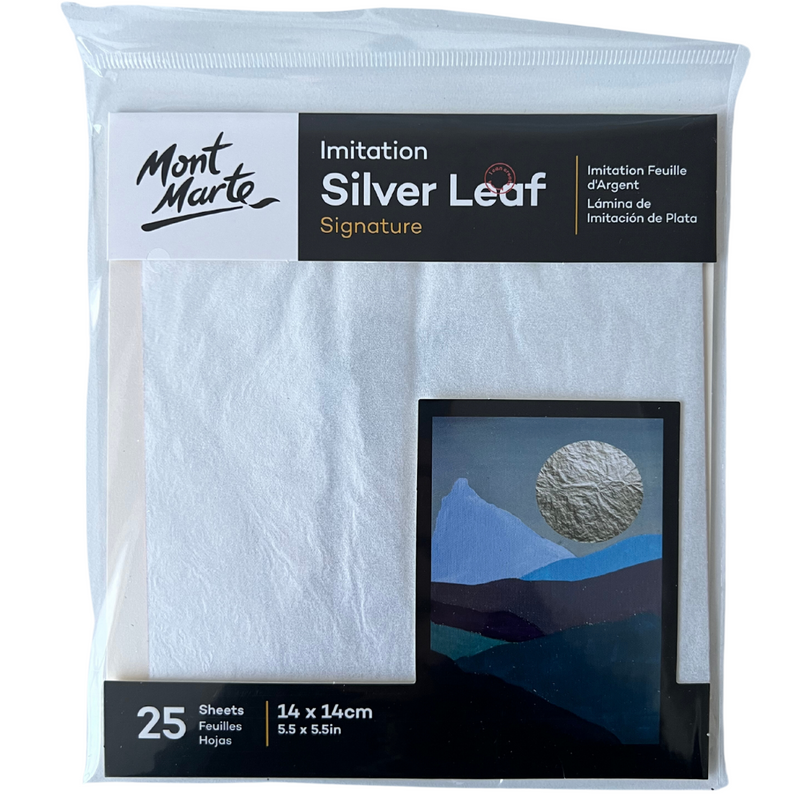 Mont Marte Imitation Silver Leaf 14x14cm 25 sheets