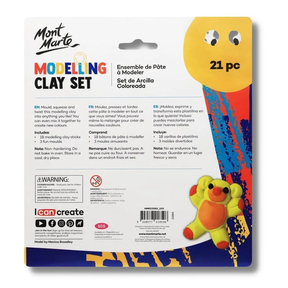 Mont Marte Kids Colour Modelling Clay Set w/Moulds 21pce image 2