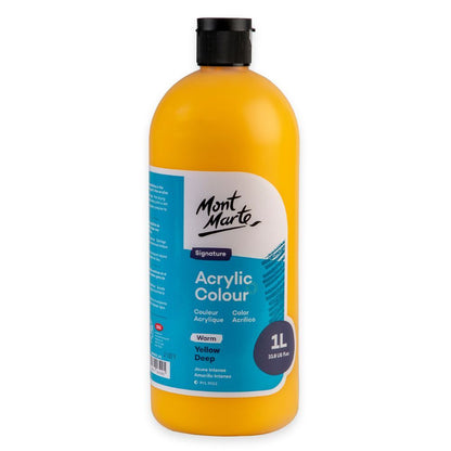 Mont Marte Signature Acrylic Paint 1 litre Squeeze Bottle Warm - Yellow Deep