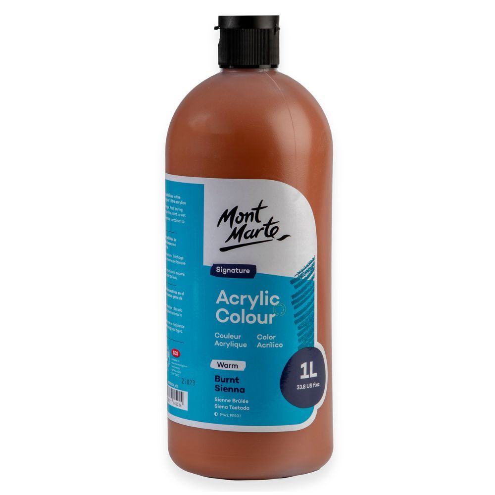 Mont Marte Signature Acrylic Paint 1 litre Squeeze Bottle Warm - Burnt Sienna