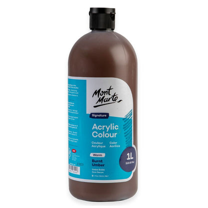 Mont Marte Signature Acrylic Paint 1 litre Squeeze Bottle Warm - Burnt Umber