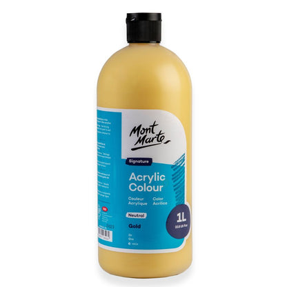 Mont Marte Signature Acrylic Paint 1 litre Squeeze Bottle Neutral - Gold