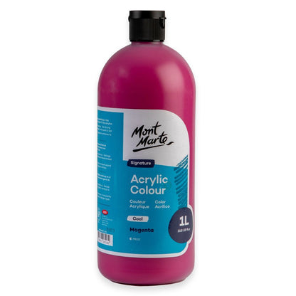 Mont Marte Signature Acrylic Paint 1 litre Squeeze Bottle Cool - Magenta