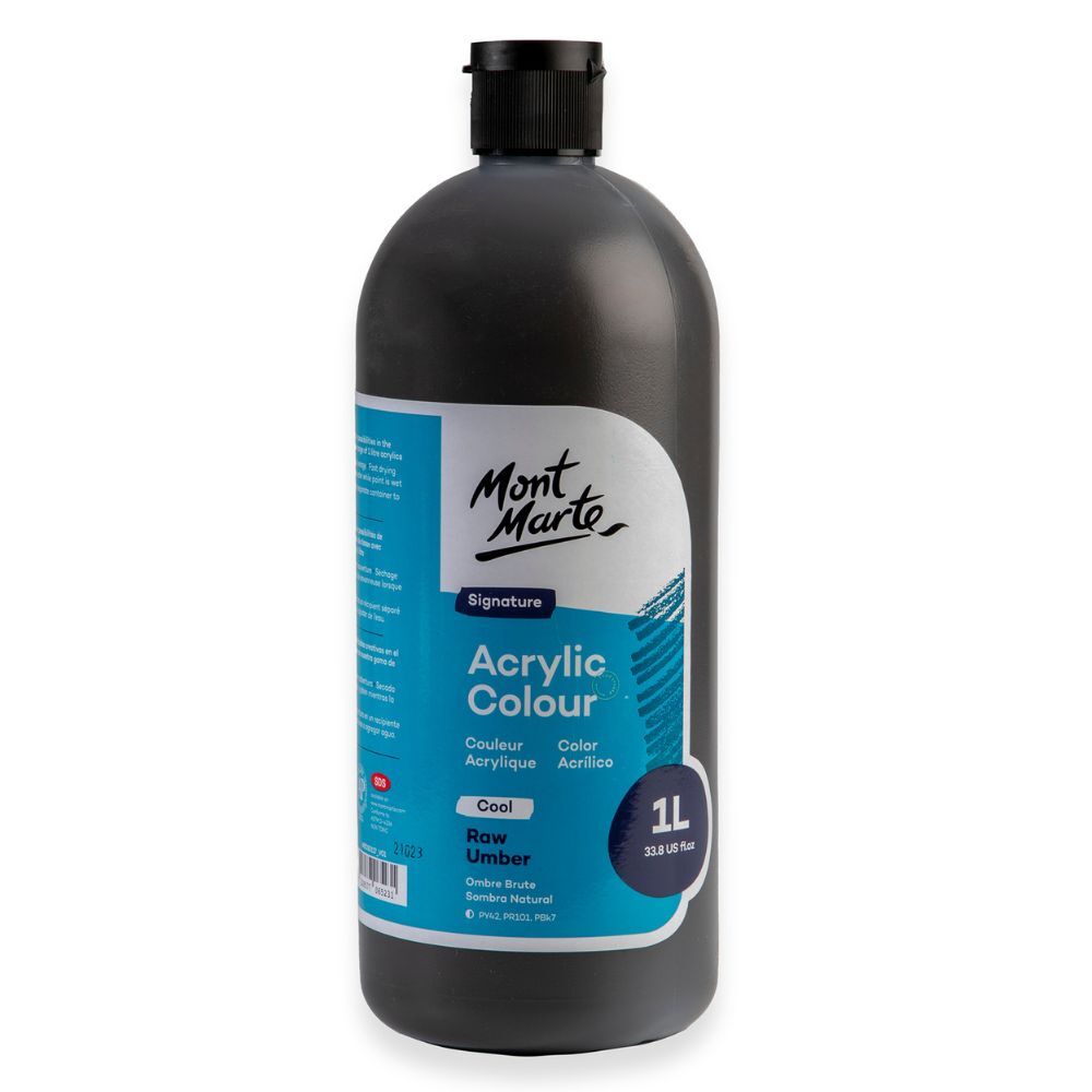 Mont Marte Signature Acrylic Paint 1 litre Squeeze Bottle Cool - Raw Umber