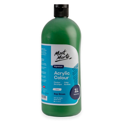Mont Marte Signature Acrylic Paint 1 litre Squeeze Bottle Deep - Sap Green