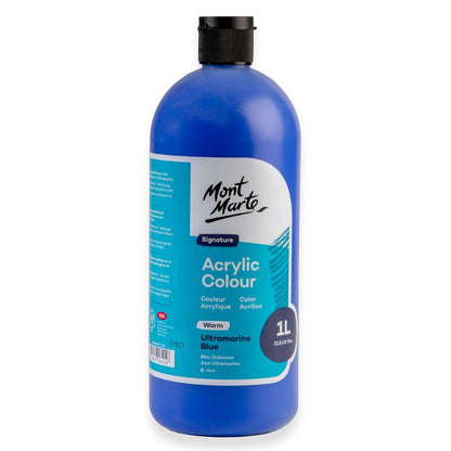 Mont Marte Signature Acrylic Paint 1 litre Squeeze Bottle Warm - Ultramarine Blue