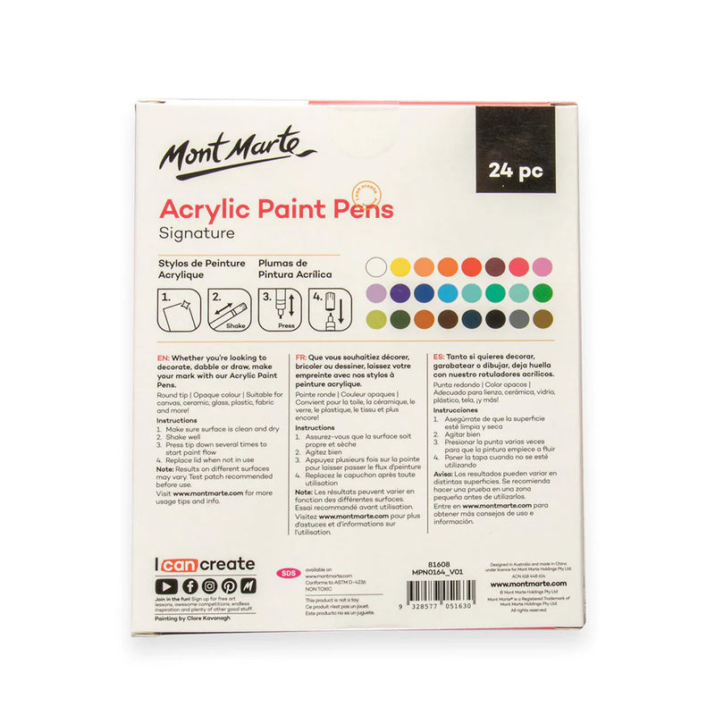 Mont Marte Acrylic Paint Pens Broad Tip 24pc