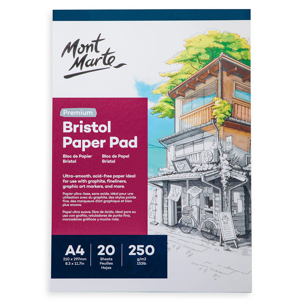 Mont Marte Bristol Paper Pad A4 250gsm 20 sheets Default Title