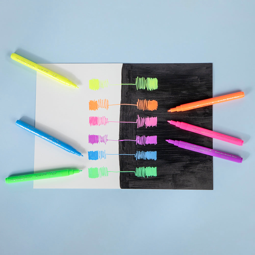 Mont Marte Fluoro Acrylic Paint Pens Fine Tip 6pc