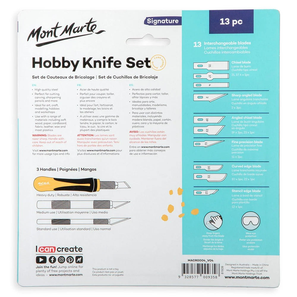 Mont Marte Hobby Knife Set SK5 Blades 13pce