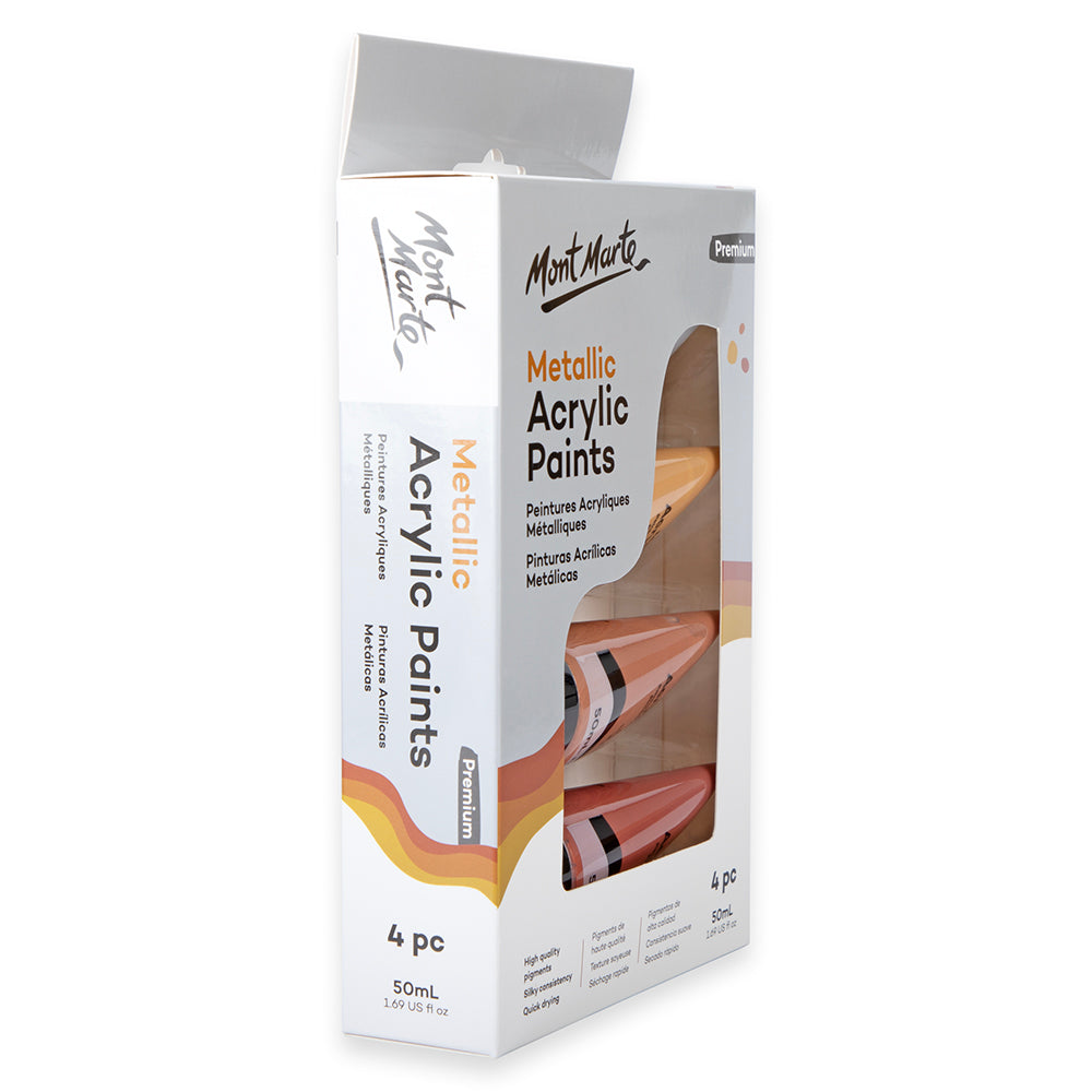 Mont Marte Metallic Acrylic 50ml x 4pce