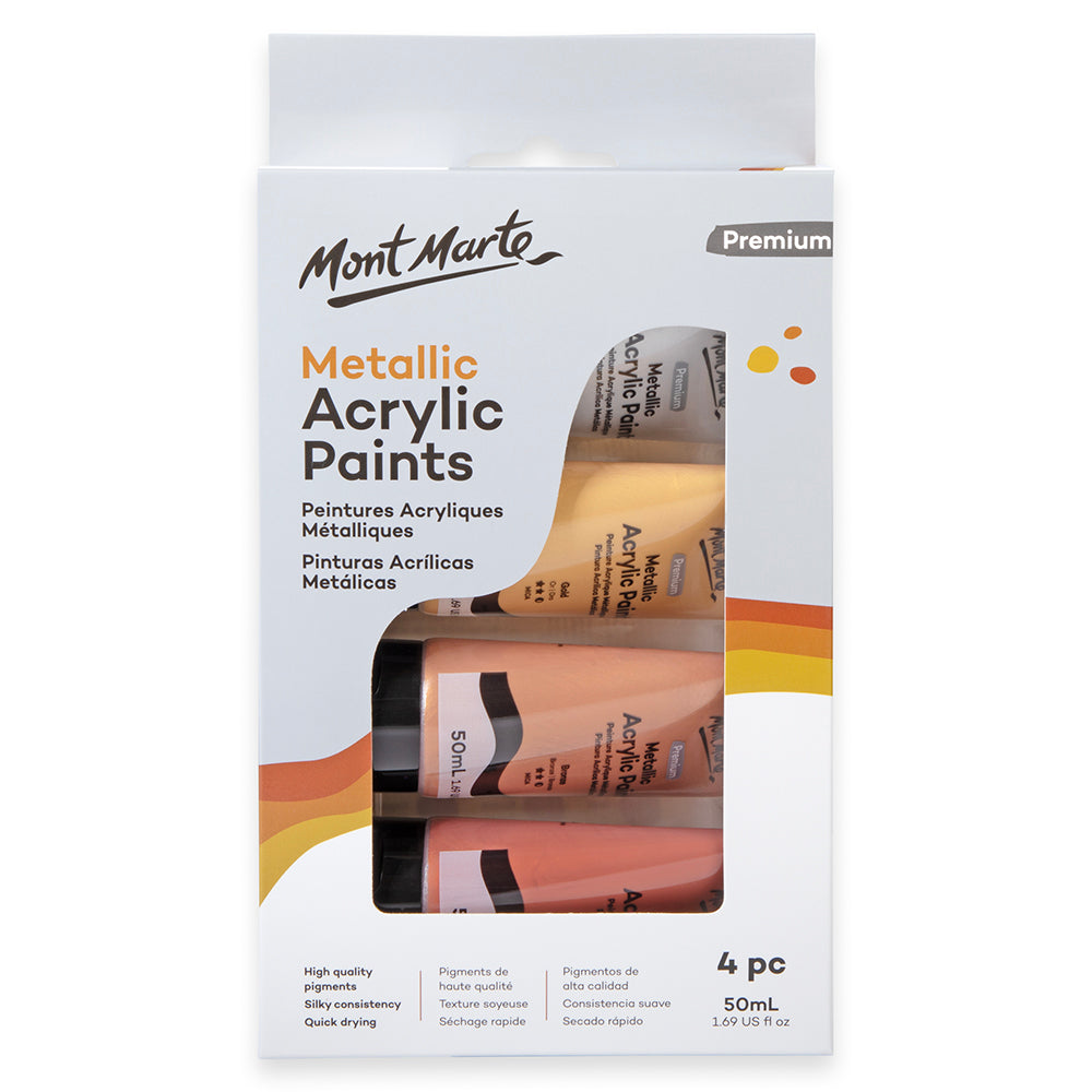 Mont Marte Metallic Acrylic 50ml x 4pce Default Title