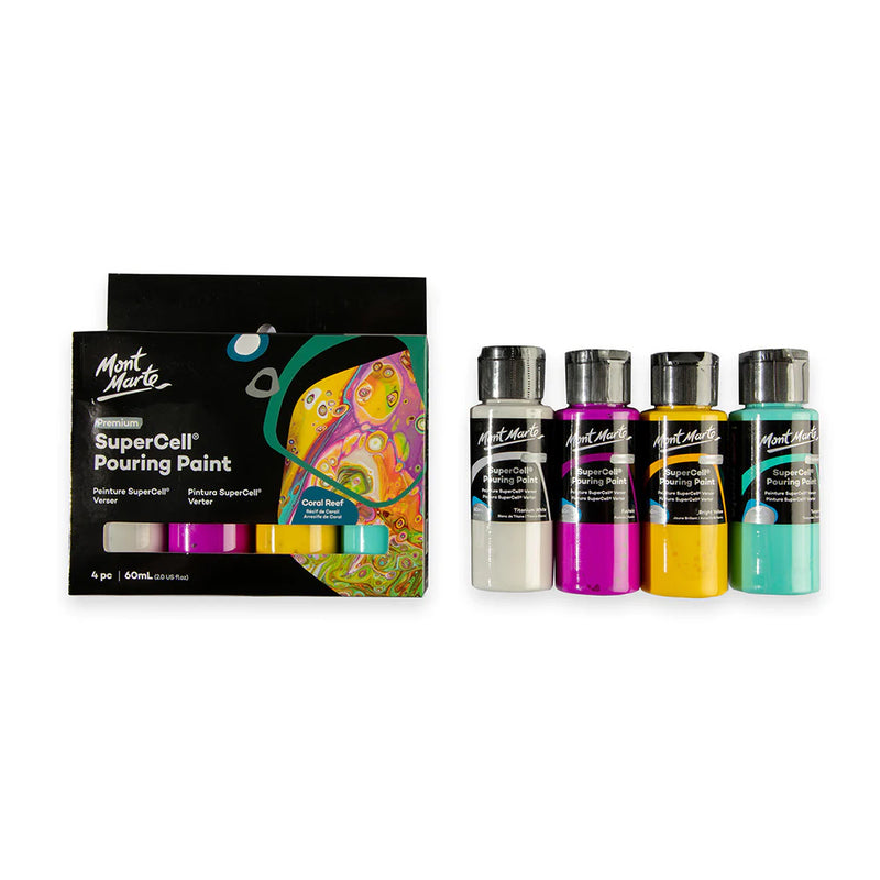 Mont Marte SuperCell Pouring Paint 60ml 4pce - Coral Reef